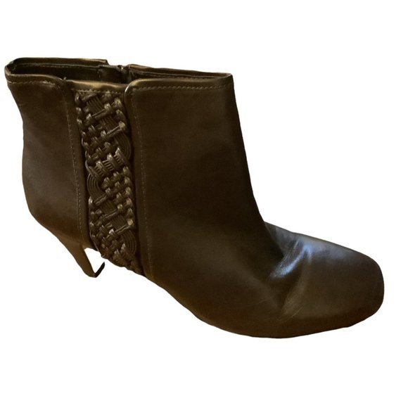 Alex Marie Alisa Dark Brown Braided Leather Ankle Bootie-Size 7 - Picture 8 of 10